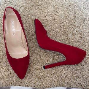 Red velvet heels from shein brand new